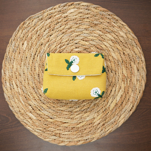 Card pack Embroidered fabric Yellow chrysanthemums